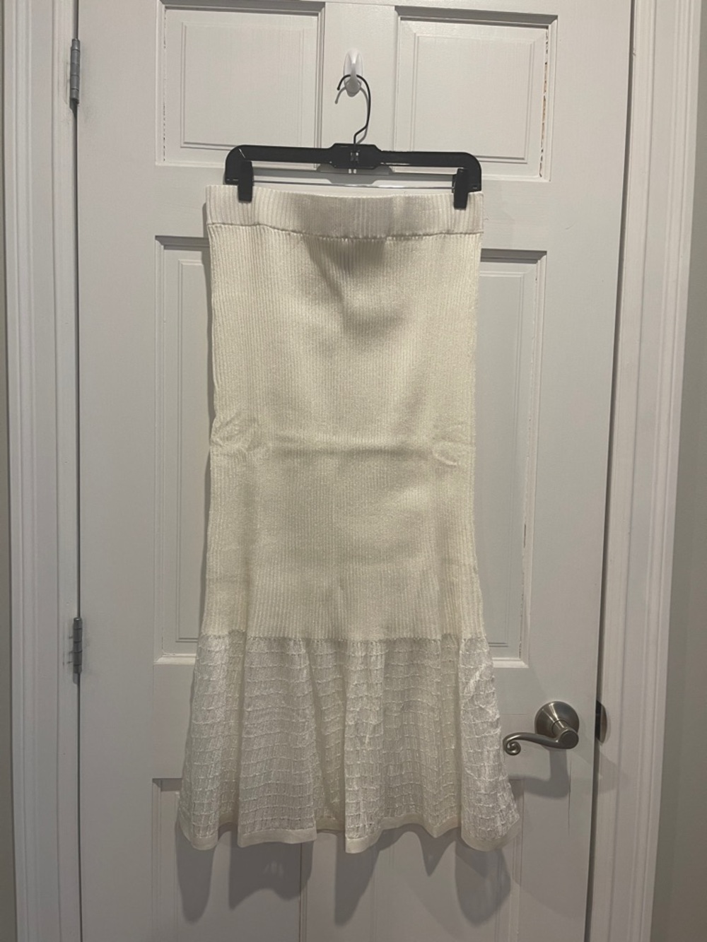 COS Cream Knit Midi Skirt with Textured Flounce